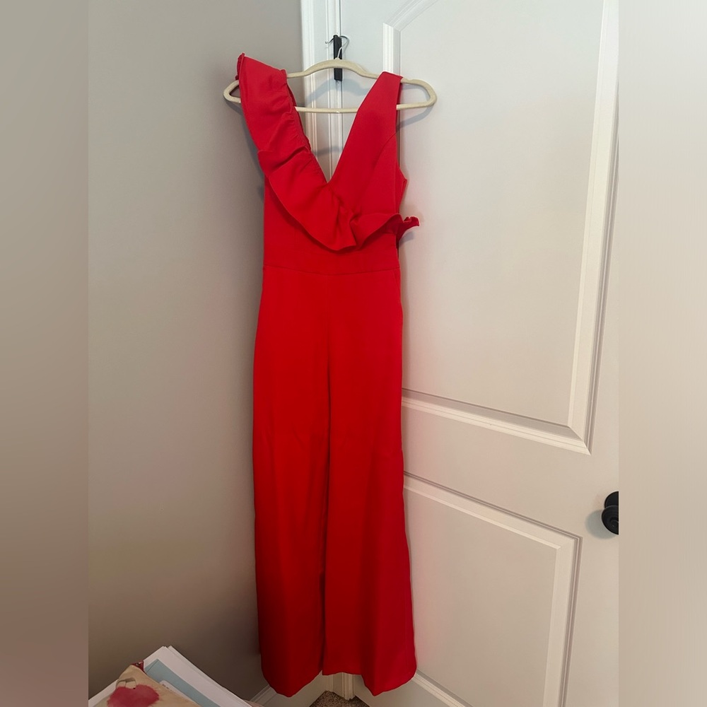 Red ruffle jumpsuit